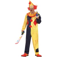 Gelbes Killer Clown Kostüm mit Hut für Erwachsene