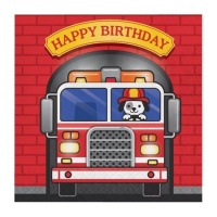 Happy Birthday Feuerwehrmann Servietten 16,5 x 16,5 cm - 16 Stk.