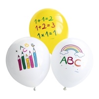 Back to School Latex-Ballons 27,5 cm - 6 Stk.