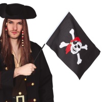 Piratenflagge mit Mast 42 x 30 cm