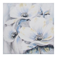 Handbemalte warme Blumen Leinwand 80 x 80 cm - DCasa