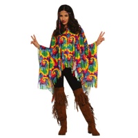 Bunter Hippie-Poncho für Erwachsene