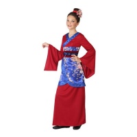 Rot-blaues Geisha-Kostüm für Mädchen