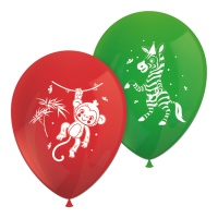 Latex-Ballons Dschungel Party Tiere 30 cm - 8 Einheiten