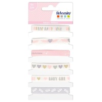 1 cm bedrucktes Baumwollband Baby Girl - Artemio - 6 Stück.