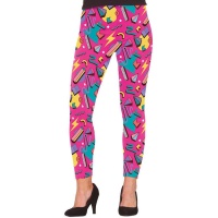 80's fuchsia print Leggings