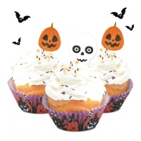 Cupcake-Kapseln mit Halloween-Picks - scrapcooking - 24 Stück.