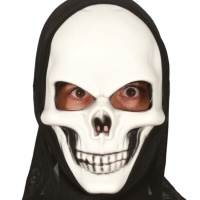 Weiße Totenkopfmaske mit Kapuze