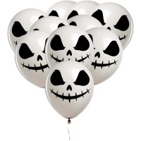 Halloween Totenkopf Gesicht Latex Ballons 30cm - 10 Stk.