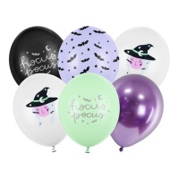 Hokuspokus Halloween-Latexballons mit Hexe 30 cm - PartyDeco - 6 Stück