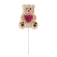 Schokoladen-Teddybär-Lolli mit Herz - 1 Stück