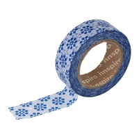 blau-weiß geblümtes Washi-Tape - 10 m