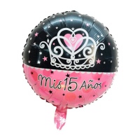 Rosa und schwarz Geburtstag Ballon My 15 Jahre 45 cm