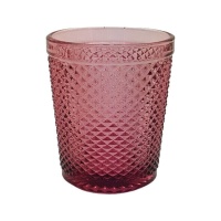 250 ml Becher aus rosa Glas mit Gravur