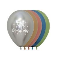 Sortierte metallische biologisch abbaubare Latexballons mit Sternen 30 cm - Sempertex - 12 Stück